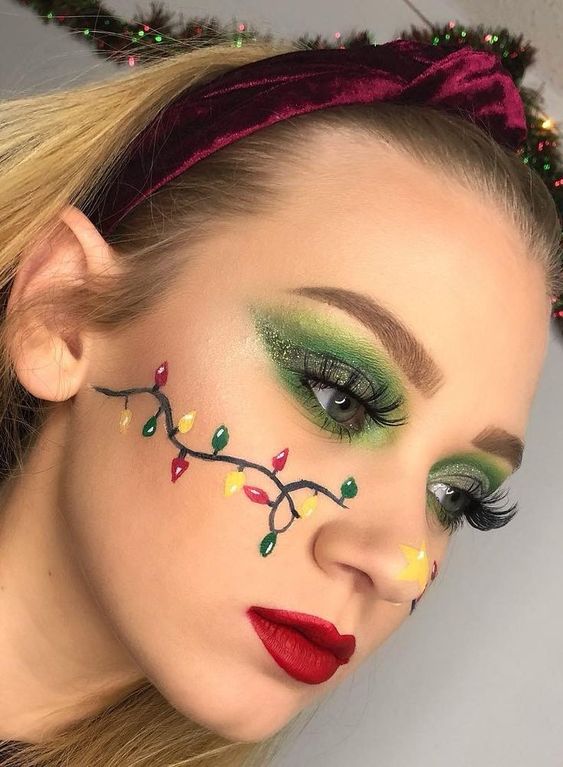 Christmas Lights on the Cheek #Christmas #makeup #beauty #trendypins