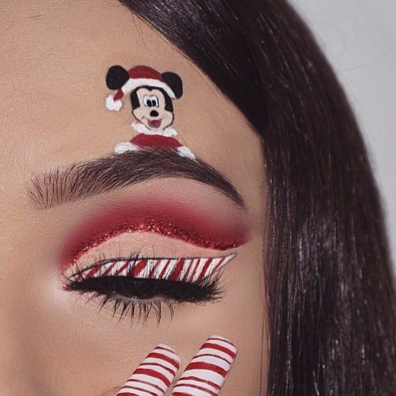 Mini Mouse and Candy Cane Christmas Makeup #Christmas #makeup #beauty #trendypins