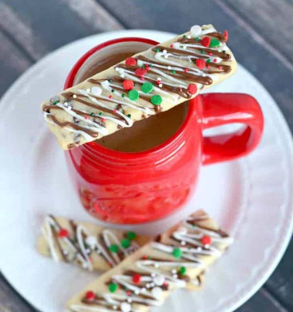 Chocolate Drizzle Christmas Cookie Sticks #Christmas #cookie #recipes #trendypins