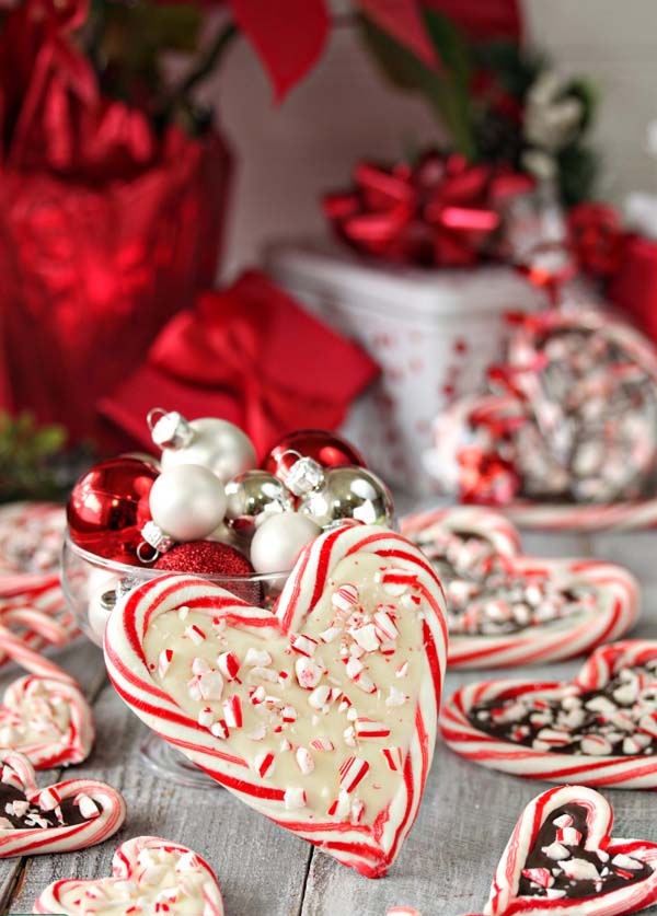 Peppermint Bark Candy Cane Hearts #Christmas #candy #recipes #trendypins