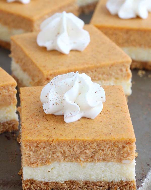 Pumpkin Cheesecake Bars #Christmas #cookie #recipes #trendypins