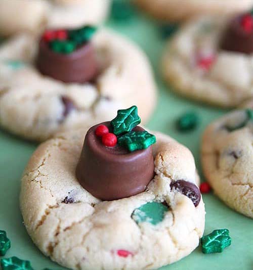 Rolo Double Chocolate Chip Christmas Cookies #Christmas #cookie #recipes #trendypins