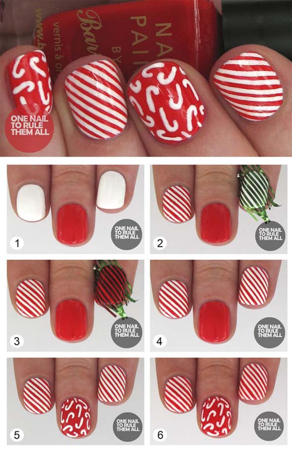 Candy Cane Nails Idea #Christmas #nails #tutorials #trendypins