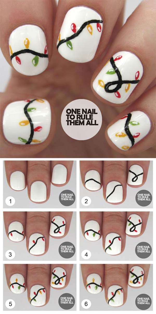 Christmas Lights On Nails #Christmas #nails #tutorials #trendypins