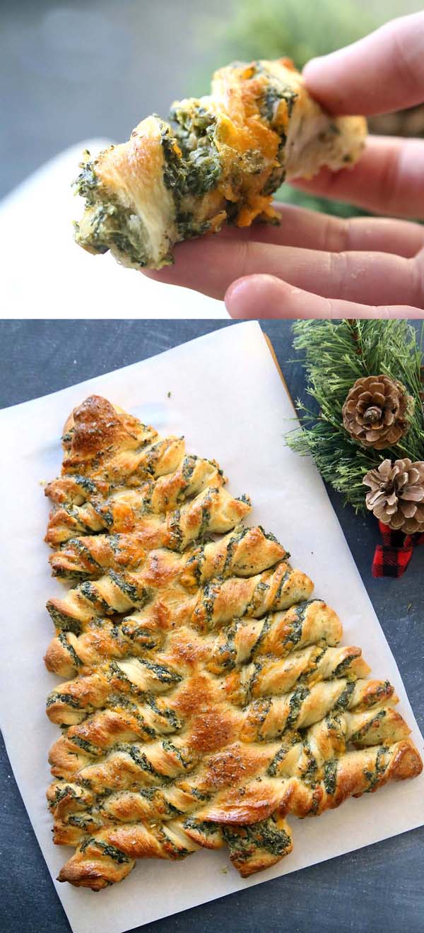 Christmas Tree Spinach Dip Breadsticks #Christmas #recipes #dinner #trendypins