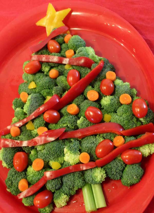 Christmas Tree Veggie Tray with Broccoli #Christmas #appetizers #recipes #trendypins