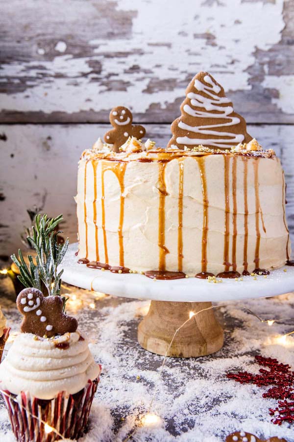 Gingerbread Cake with Caramel Cream Cheese Buttercream #Christmas #recipes #dinner #trendypins