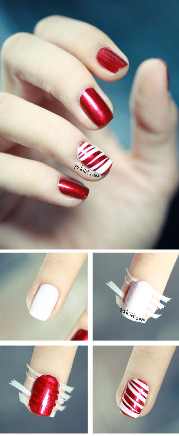 Glitter Candy Cane Nails #Christmas #nails #tutorials #trendypins