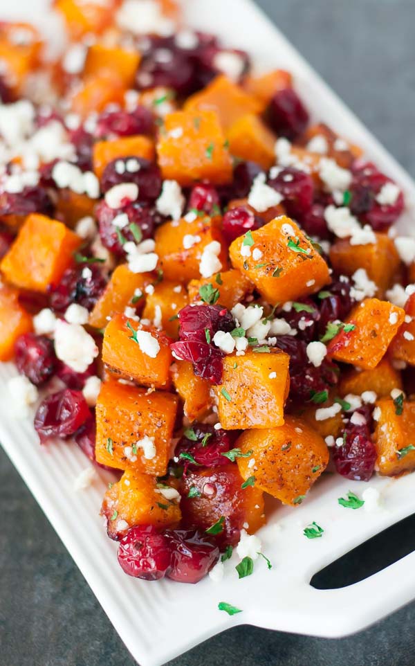 Honey Roasted Butternut Squash and Cranberries #Christmas #recipes #dinner #trendypins