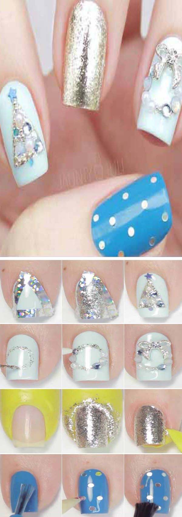 Icy Crystal Christmas Nails #Christmas #nails #tutorials #trendypins