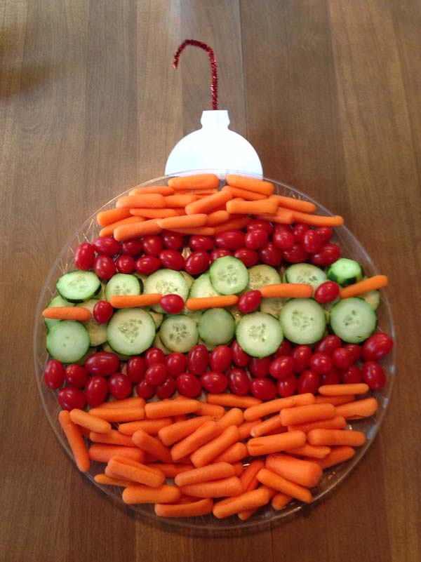 Ornament Veggie Platter #Christmas #appetizers #recipes #trendypins