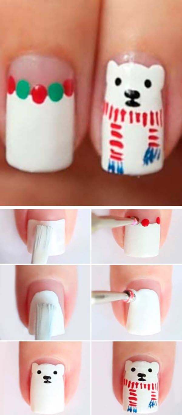 Polar Bear Christmas Nails #Christmas #nails #tutorials #trendypins