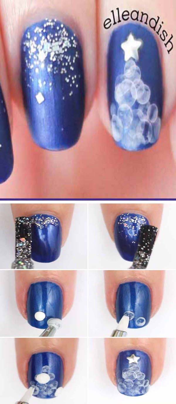 Water Bubble Christmas Tree #Christmas #nails #tutorials #trendypins