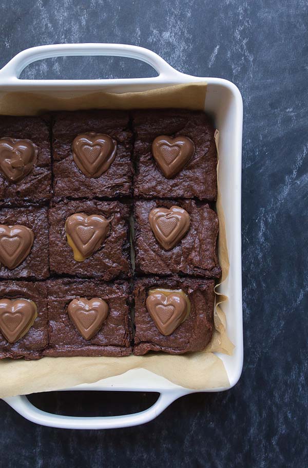 Carmel Heart Brownies #Valentine's Day #recipes #desserts #trendypins