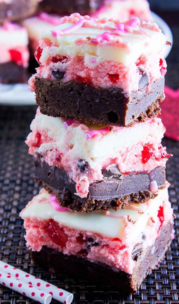 Cherry Chocolate Chip Brownies #Valentine's Day #recipes #desserts #trendypins