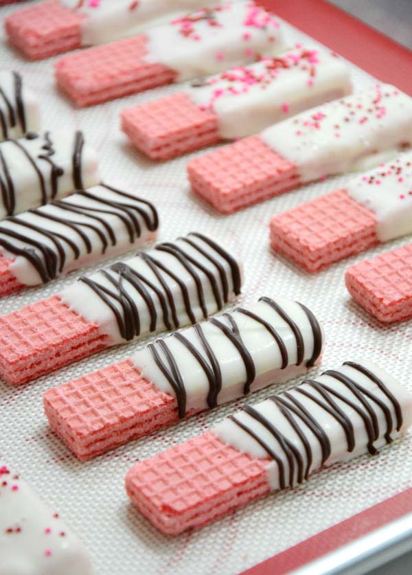 Chocolate Dipped Wafer Cookies #Valentine's Day #recipes #treats #trendypins
