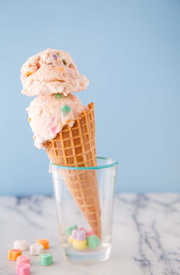 Conversation Heart Ice Cream #Valentine's Day #recipes #desserts #trendypins