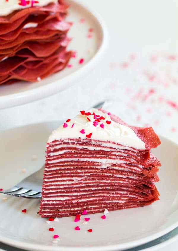 Red Velvet Crepe Cake #Valentine's Day #recipes #cakes #trendypins