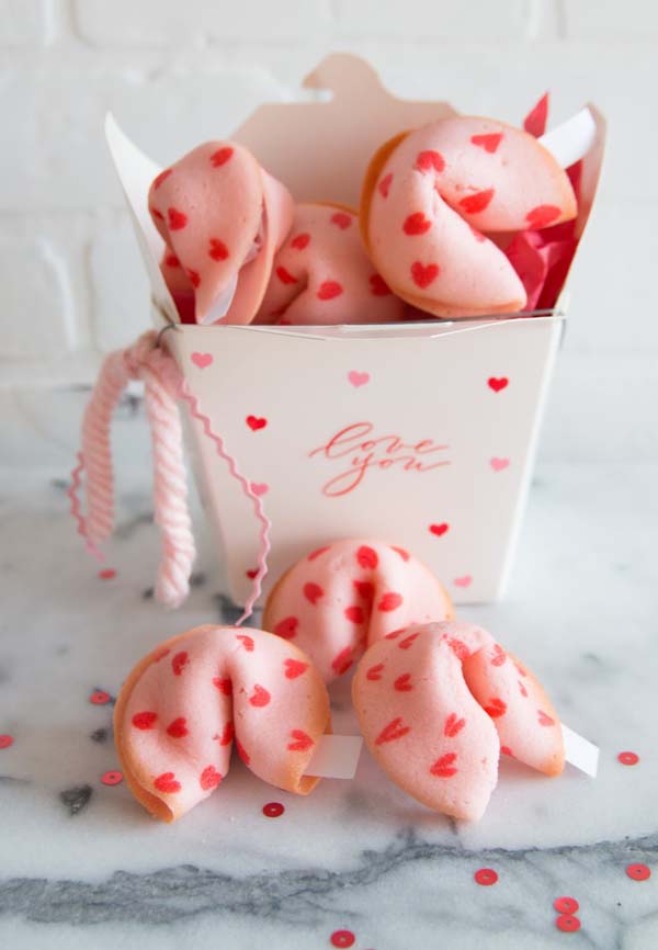 Valentine’s Day Fortune Cookies #Valentine's Day #recipes #treats #trendypins