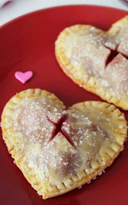 Valentine’s Day Mini Cherry Heart Pies #Valentine's Day #recipes #desserts #trendypins