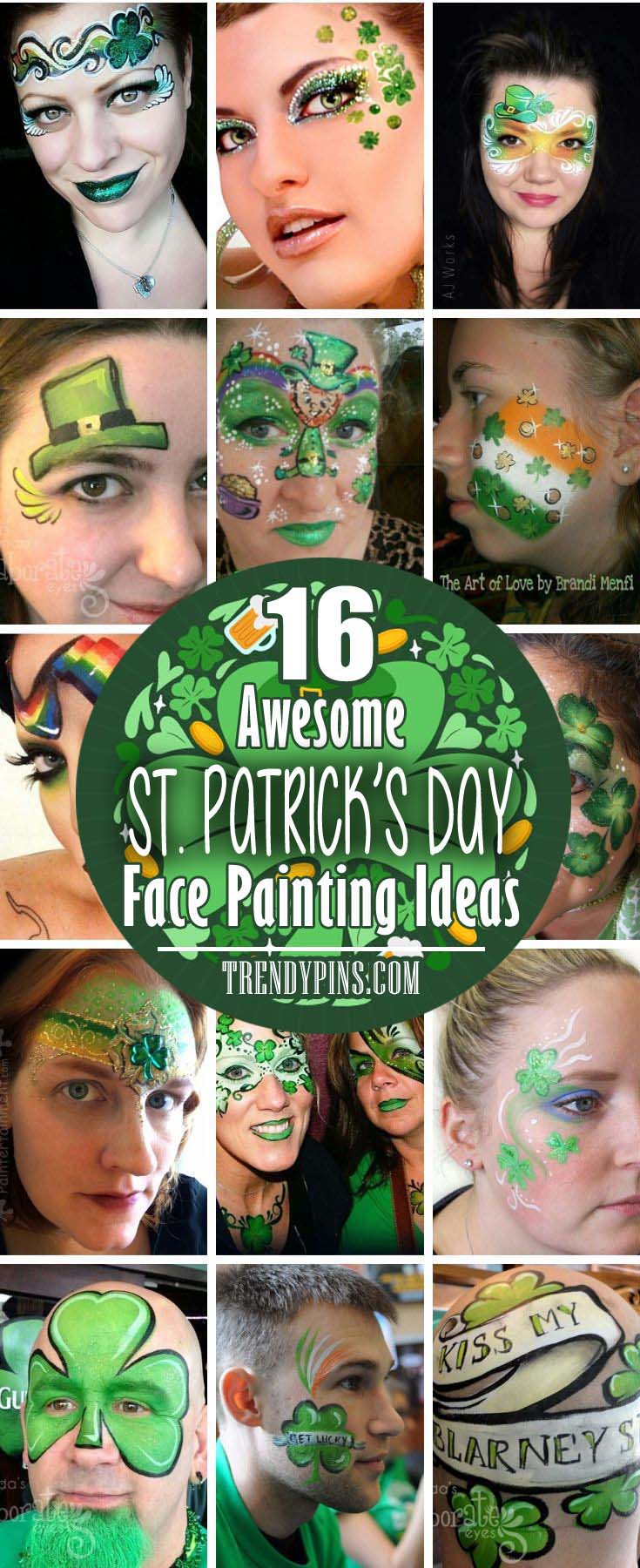 Face painting is one of the most artistic ways to express your personality and it is the most influential way.Here are some awesome ideas of unique St. Patrick`s day face painting. #St. Patrick's Day face painting #beauty #trendypins