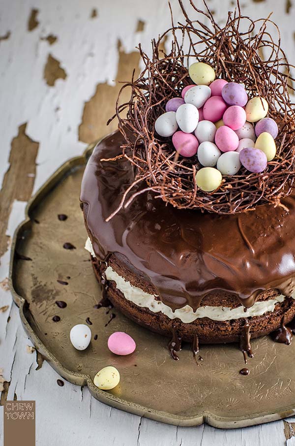 Chocolate Easter Egg Nest Cake #Easter #cakes #recipes #trendypins