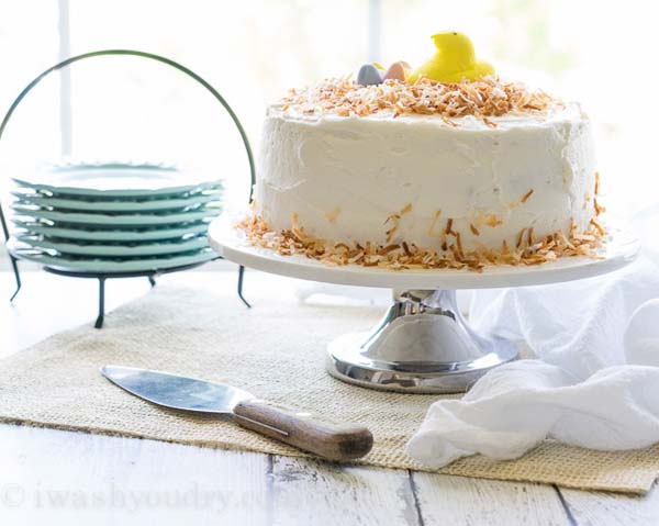 Coconut Lemon Layer Cake #Easter #cakes #recipes #trendypins