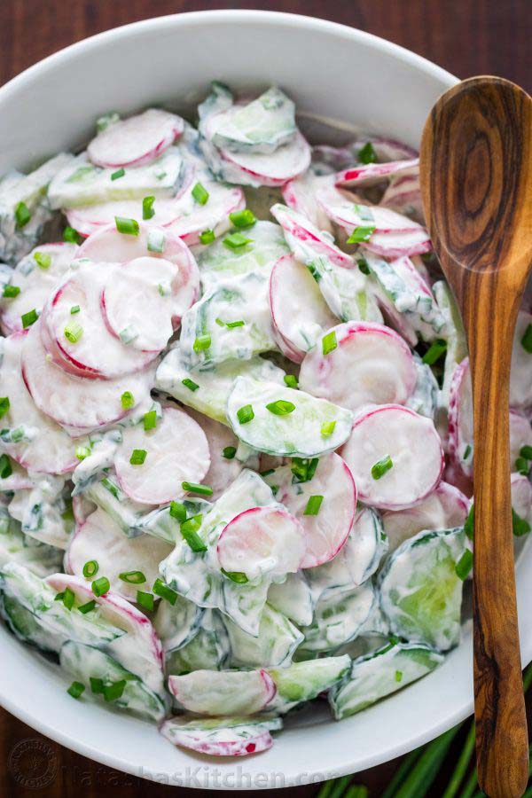 Creamy Cucumber And Radish Salad #Easter #dinner #recipes #trendypins