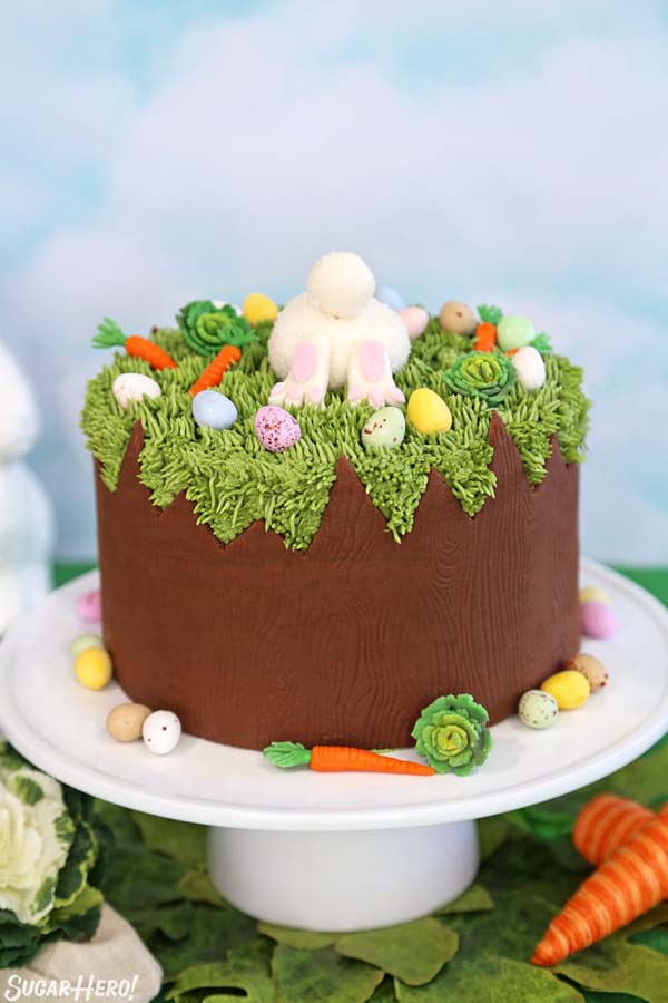 Cute Chocolate Easter Bunny Cake #Easter #cakes #recipes #trendypins