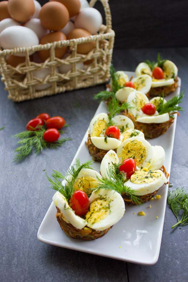 Easter Egg Tart Potato Nests#Easter #appetizers #recipes #trendypins