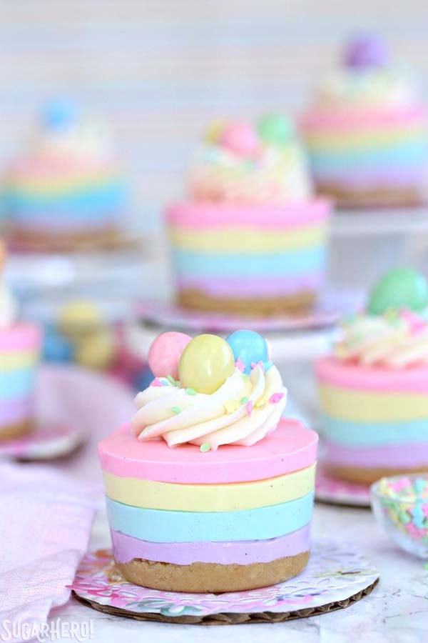 Easter No Bake Mini Cheesecakes #Easter #desserts #recipes #trendypins