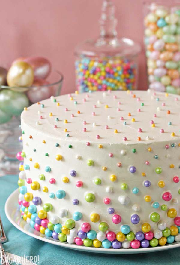 Easter Polka Dot Cake #Easter #cakes #recipes #trendypins