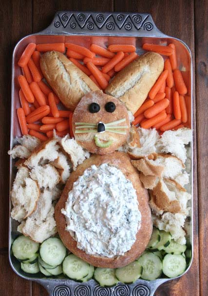 Easy Easter Bunny Dip and Veggies #Easter #appetizers #recipes #trendypins