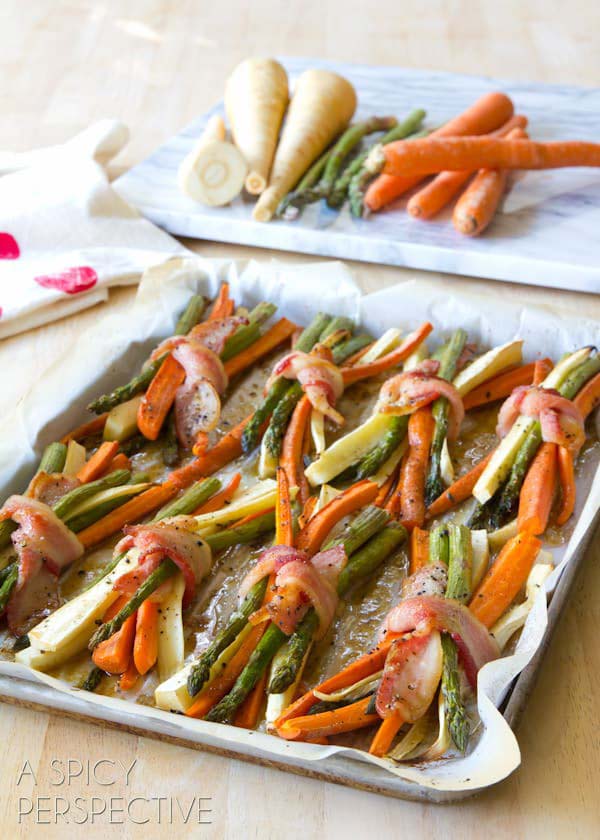 Oven Roasted Vegetable Bundles with Maple Glaze #Easter #dinner #recipes #trendypins