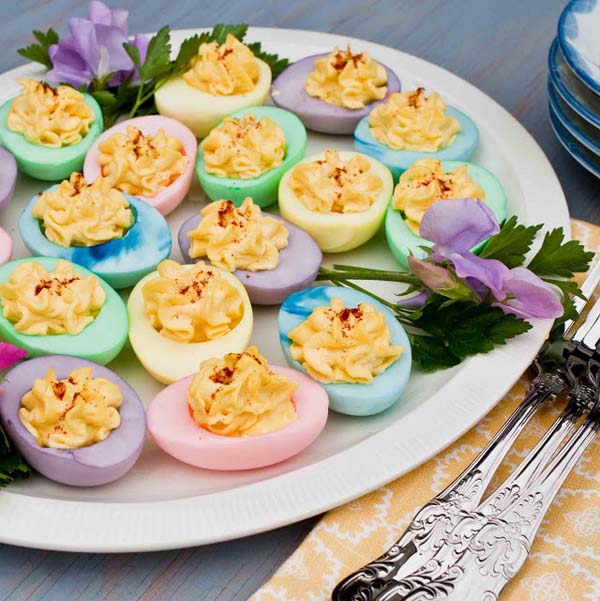 Pastel Deviled Eggs#Easter #appetizers #recipes #trendypins