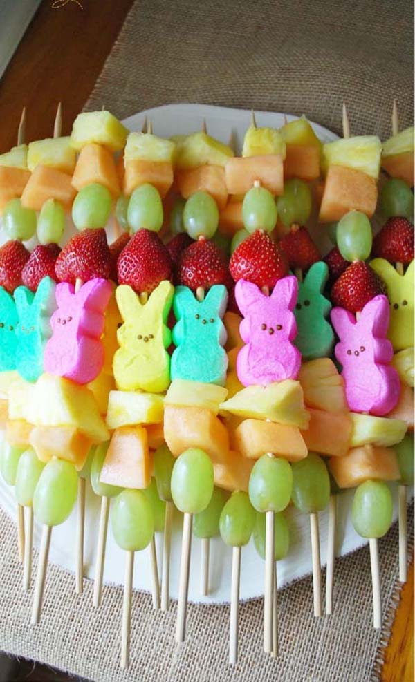 Peep Fruit Kabobs #Easter #appetizers #recipes #trendypins