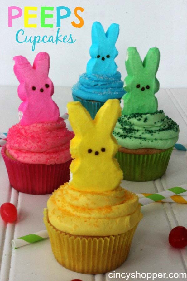 Peeps Cupcakes #Easter #desserts #recipes #trendypins