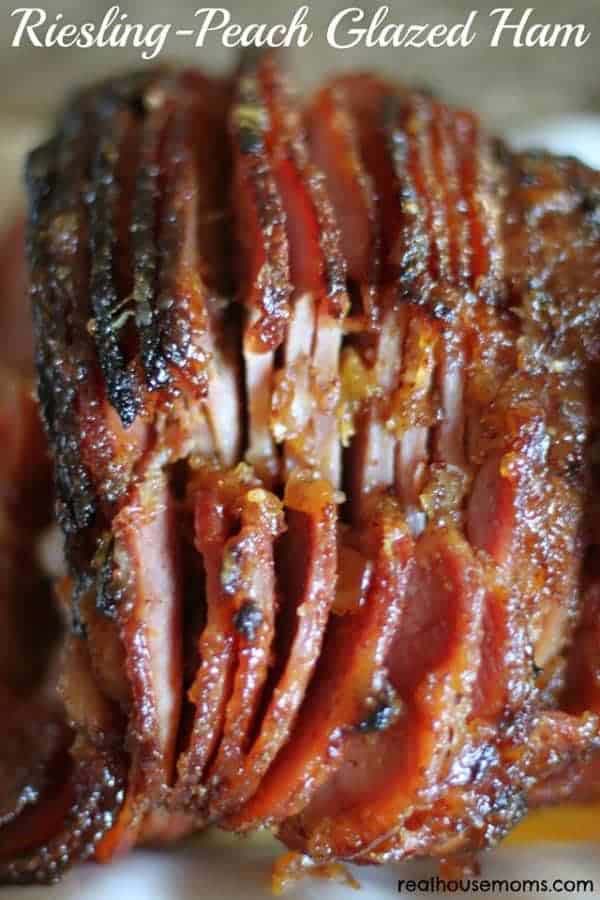 Riesling Peach Glazed Ham #Easter #dinner #recipes #trendypins