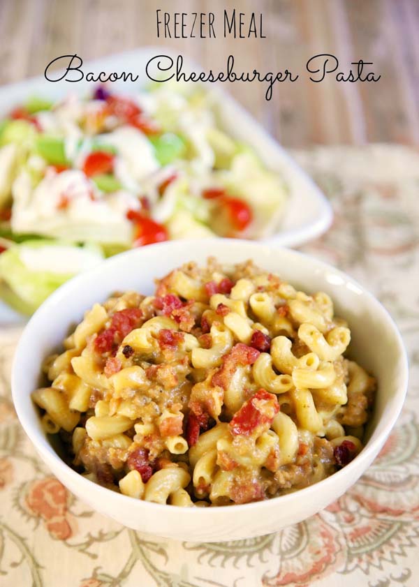 Bacon Cheeseburger Pasta #meal #freezer #recipes #trendypins