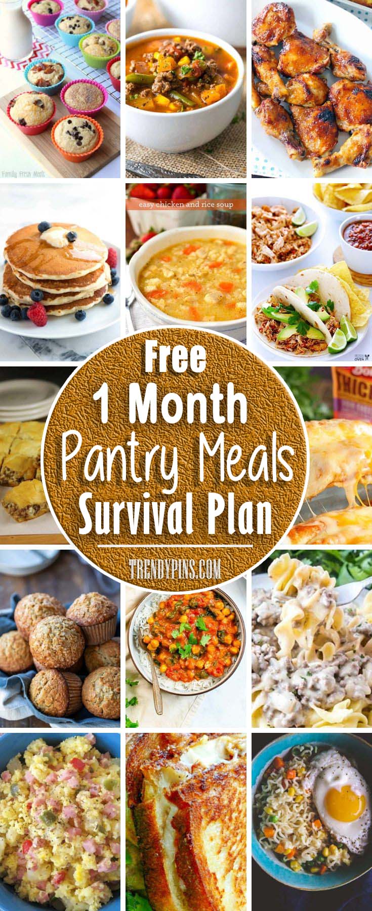 Free 1 Month Pantry Meals Survival Plan #meal #pantry #plan #trendypins