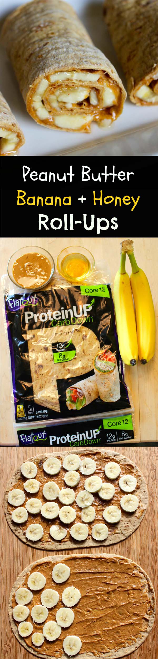 Peanut Butter Banana + Honey Roll Ups #pantry #staple #recipes #trendypins