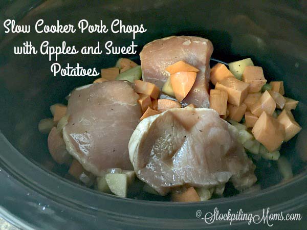 Slow Cooker Pork Chops with Apples and Sweet Potatoes #meal #freezer #recipes #trendypins