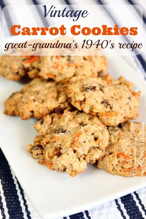 Vintage Carrot Cookies #recipes #depression era #meals #trendypins