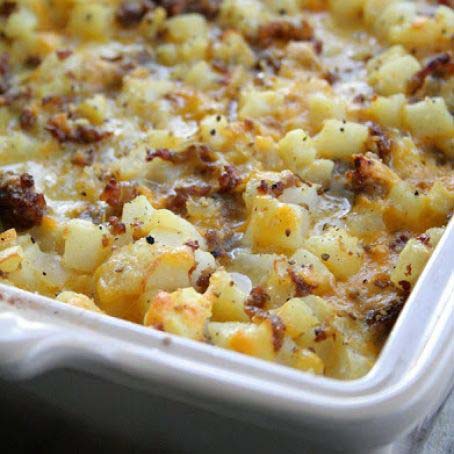 Cheesy Potato Breakfast Casserole #Christmas #breakfast #casserole #trendypins