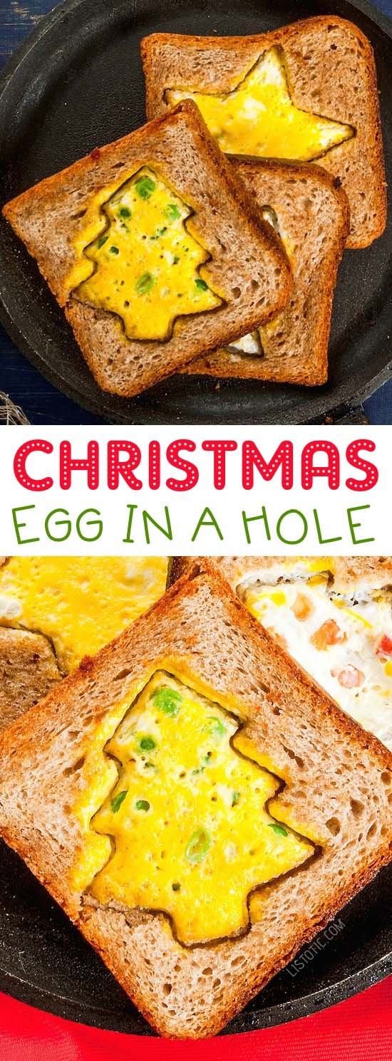 Christmas Eggs In A Hole #Christmas #breakfast #recipes #trendypins