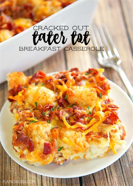 Cracked Out Tater Tot Breakfast Casserole #Christmas #breakfast #casserole #trendypins