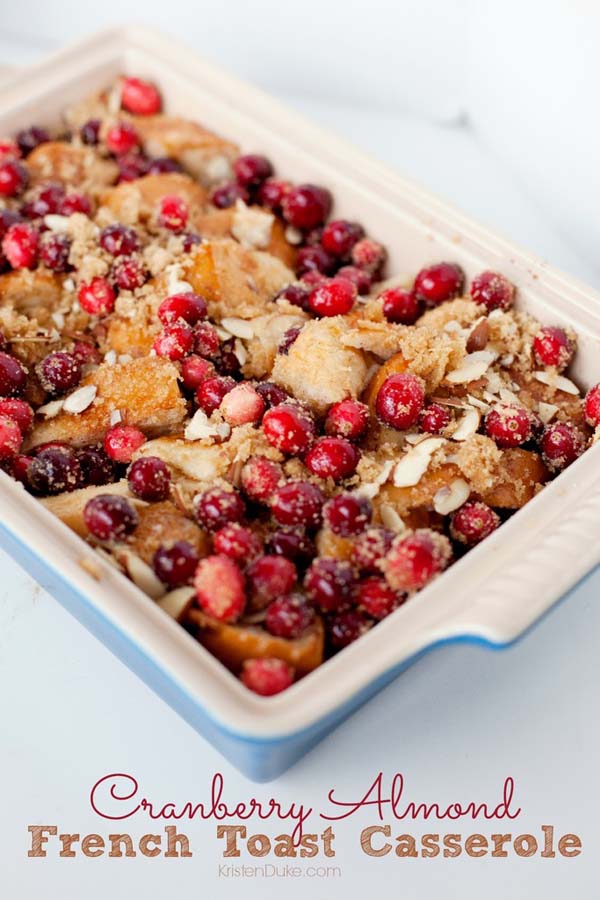 Cranberry Almond French Toast Casserole #Christmas #breakfast #casserole #trendypins