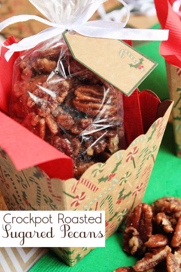 Crockpot Roasted Sugared Pecans #Christmas #food #gifts #trendypins