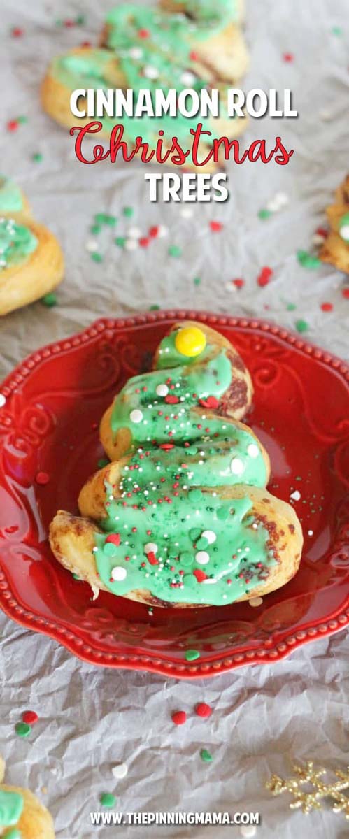 Easy Cinnamon Roll Christmas Trees #Christmas #breakfast #recipes #trendypins