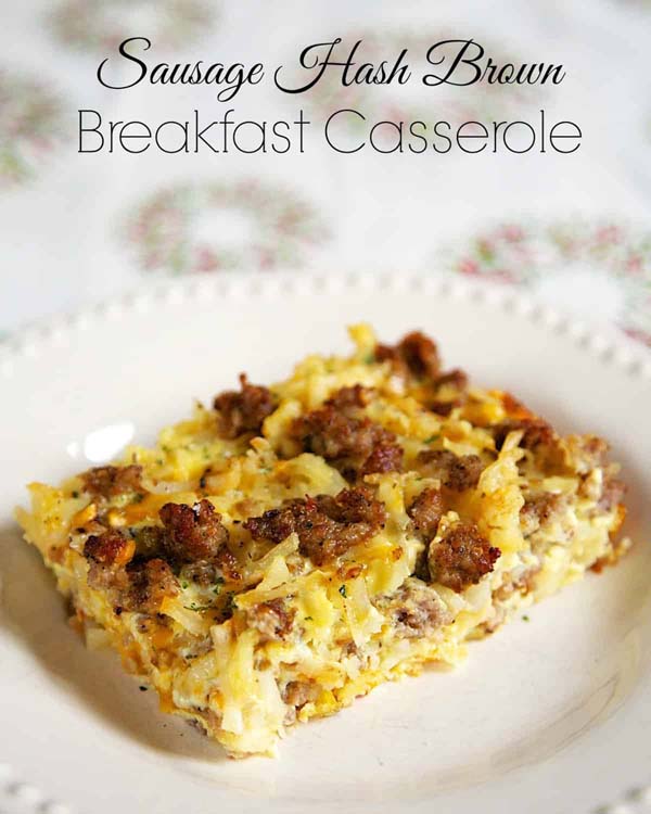 Sausage Hash Brown Breakfast Casserole #Christmas #breakfast #casserole #trendypins